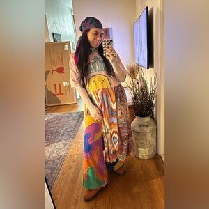 Upcycled by Me Patchwork Band Tee Maxi Dress size XL